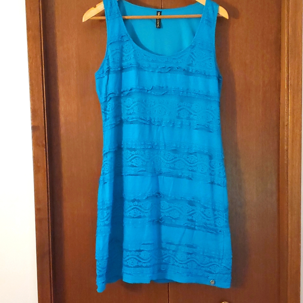 Simon Chang turquoise womens lace top